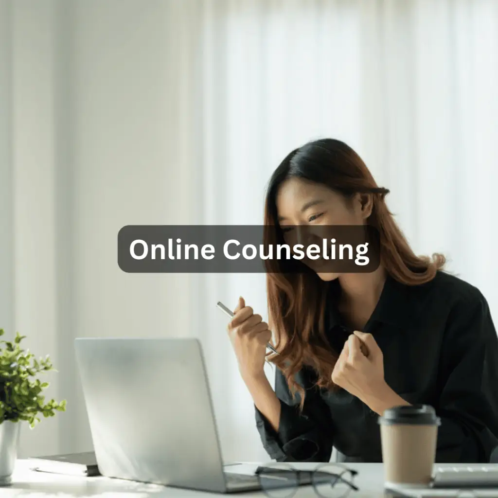 Woman in an online counseling session